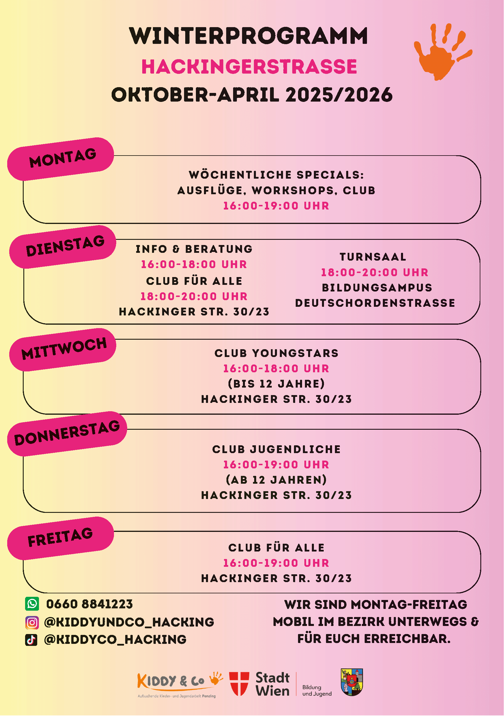 Kiddy & Co WinterProgramm 2023/24 HackingerStraße Kiddy & Co WinterProgramm 2024/25 HackingerStraße